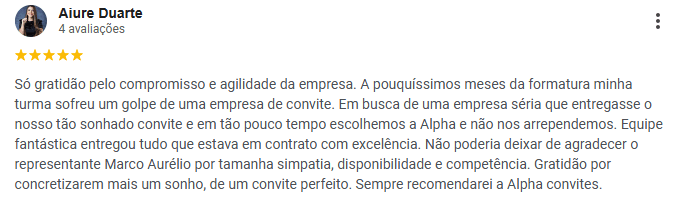 Depoimento de cliente Alpha 3